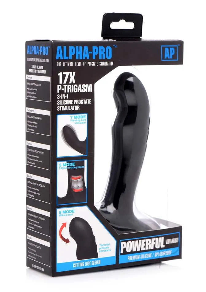 Anal AlphaPro PTrigasm 3in1 Silicone Prostate Stimulator Black Alpha Pro Anal AlphaPro PTrigasm 3in1 Silicone Prostate Stimulator Black Alpha Pro