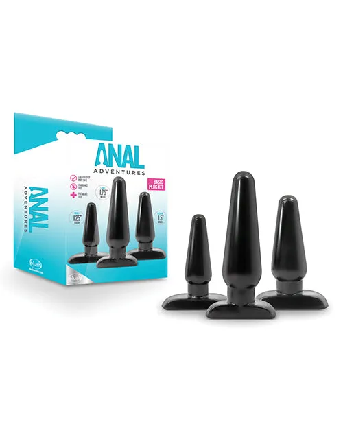 Anal Anal Adventures Anal Adventures Basic Butt Plug Kit 3 Sizes Black