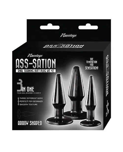 Anal Ass Sation AssSation Kit 2 Anal Trainer Butt Plug Set 3 piece Black