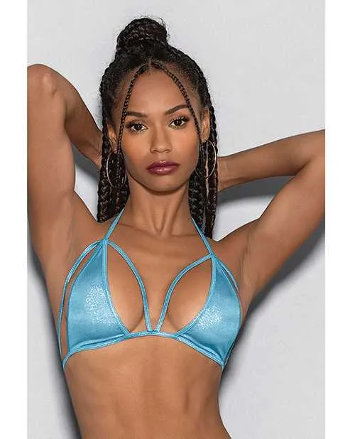 Anal Blue Crystal Black Light Dancewear Tri Bra Blue OS Escante Anal Blue Crystal Black Light Dancewear Tri Bra Blue OS Escante