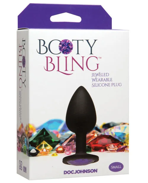 Anal Booty Bling Booty Bling Jeweled Silicone Anal Plug Small Purple Anal Booty Bling Booty Bling Jeweled Silicone Anal Plug Small Purple