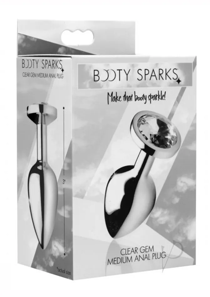Anal Booty Sparks Booty Sparks Clear Gem Medium Anal Plug Clear