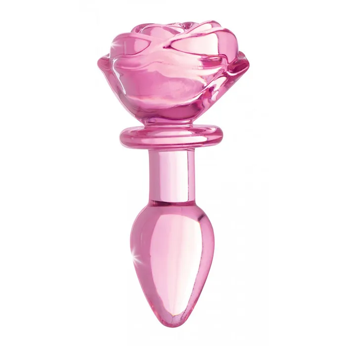 Anal Booty Sparks Pink Rose Glass Anal Plug