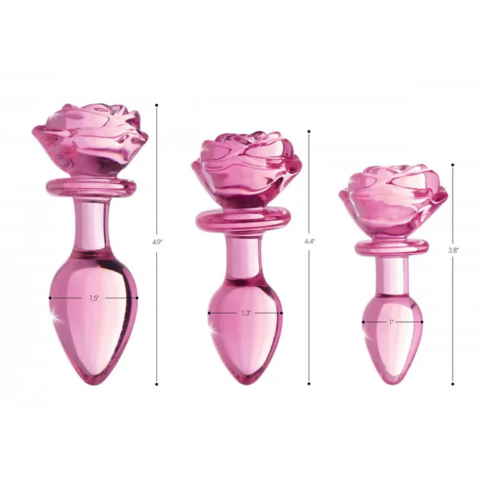 Anal Booty Sparks Pink Rose Glass Anal Plug