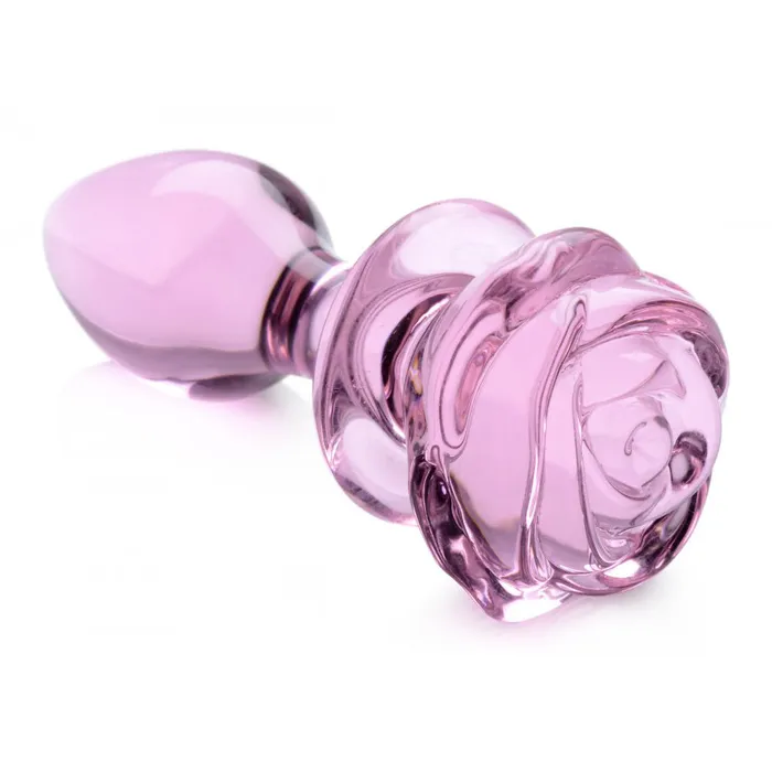 Anal Booty Sparks Pink Rose Glass Anal Plug
