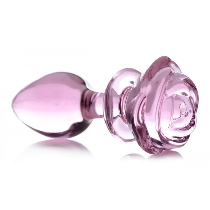 Anal Booty Sparks Pink Rose Glass Anal Plug