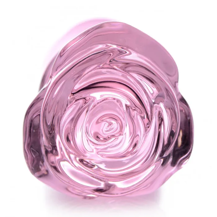 Anal Booty Sparks Pink Rose Glass Anal Plug