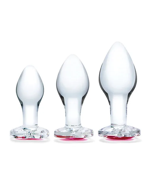Anal Glas Glas Heart Jewel Glass Anal Training Set 3 Piece Clear Anal Glas Glas Heart Jewel Glass Anal Training Set 3 Piece Clear