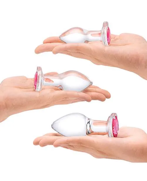 Anal Glas Glas Heart Jewel Glass Anal Training Set 3 Piece Clear Anal Glas Glas Heart Jewel Glass Anal Training Set 3 Piece Clear