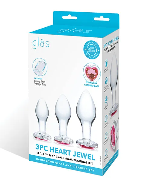Anal Glas Glas Heart Jewel Glass Anal Training Set 3 Piece Clear Anal Glas Glas Heart Jewel Glass Anal Training Set 3 Piece Clear