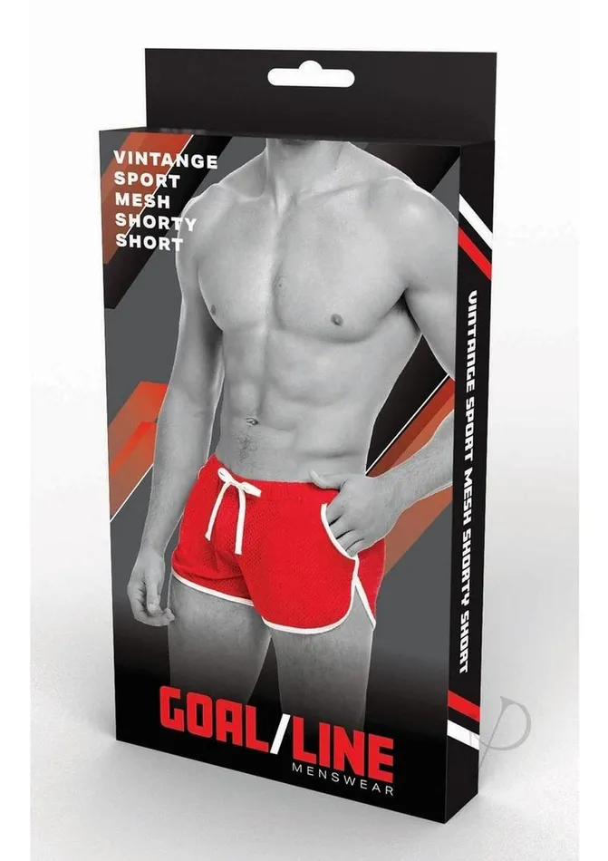 Anal Goal Line Goal Line Side Split Mesh Booty Shorts LargeXLarge Red