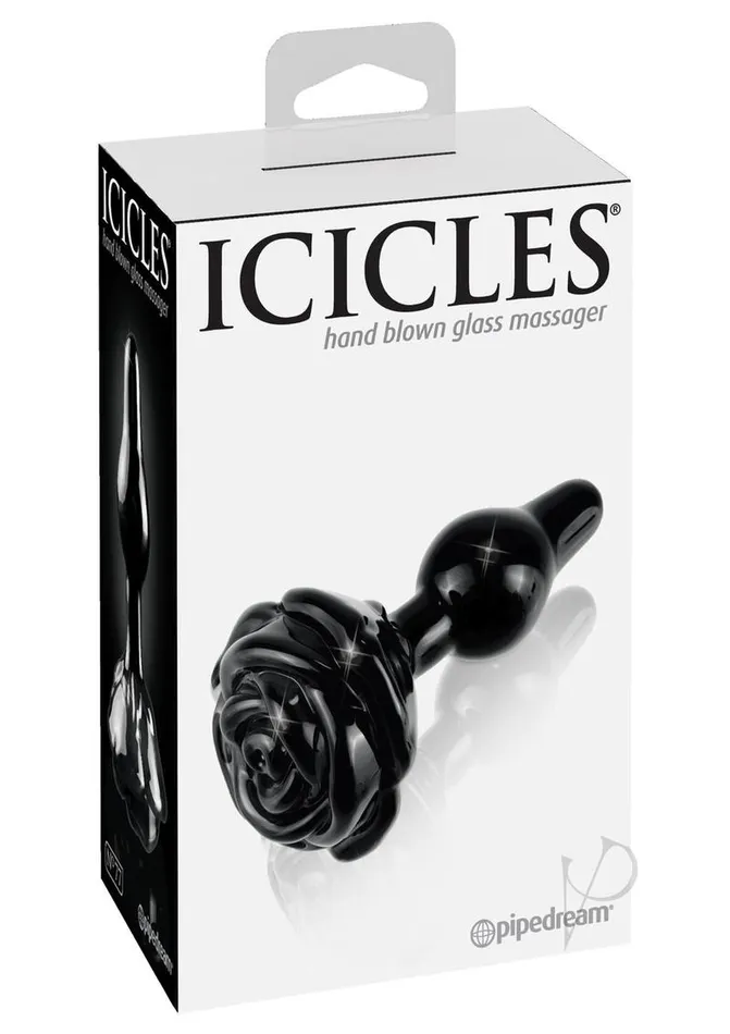 Anal Icicles Icicles No 77 Flower Shaped Glass Anal Plug Black