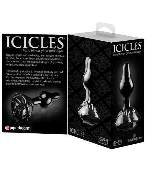 Anal Icicles Icicles No 77 Flower Shaped Glass Anal Plug Black