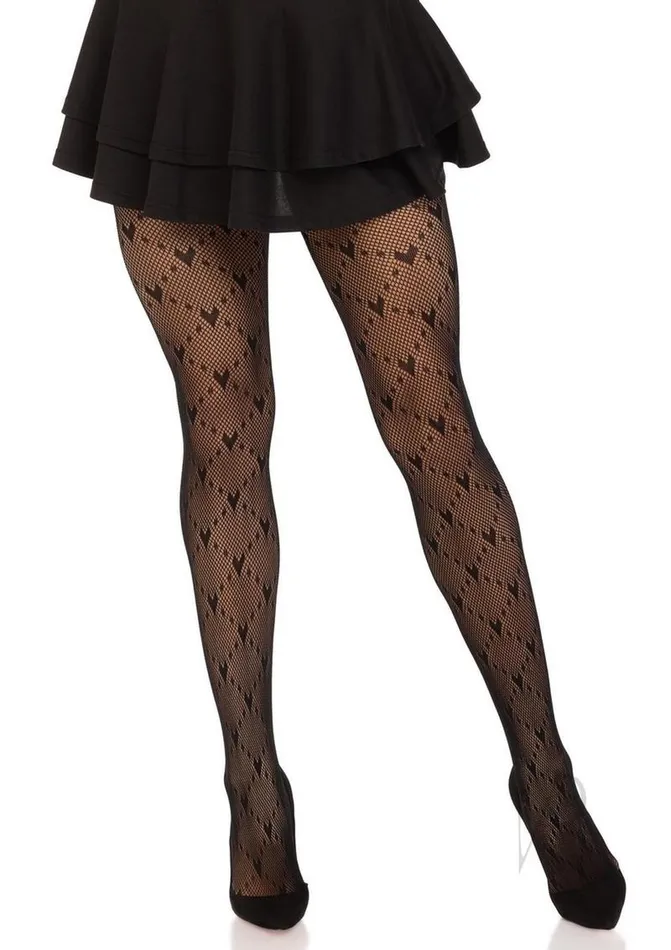 Anal Leg Avenue Leg Avenue Love Struck Heart Net Tights OS Black