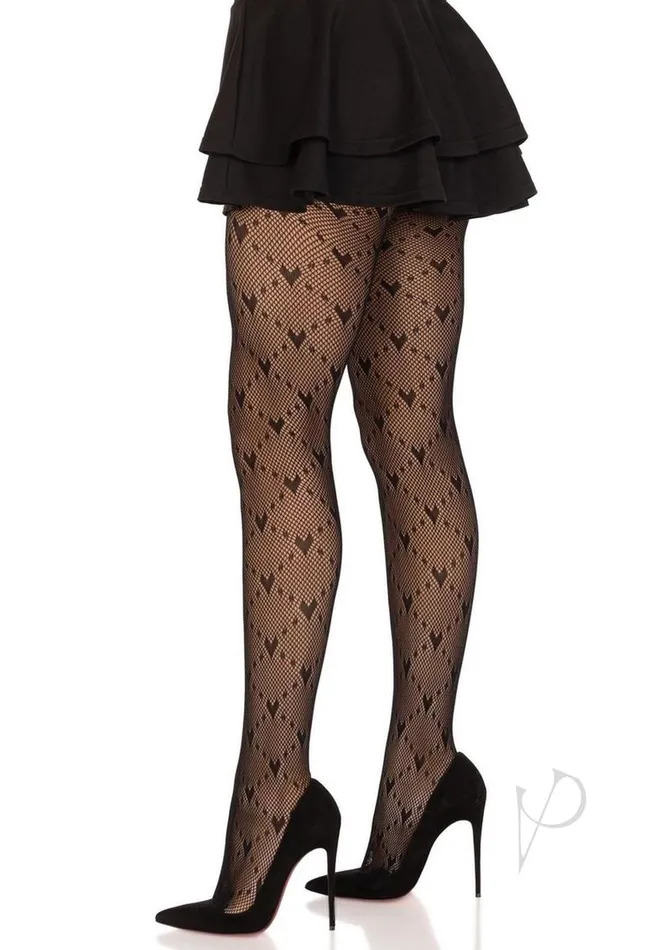 Anal Leg Avenue Leg Avenue Love Struck Heart Net Tights OS Black