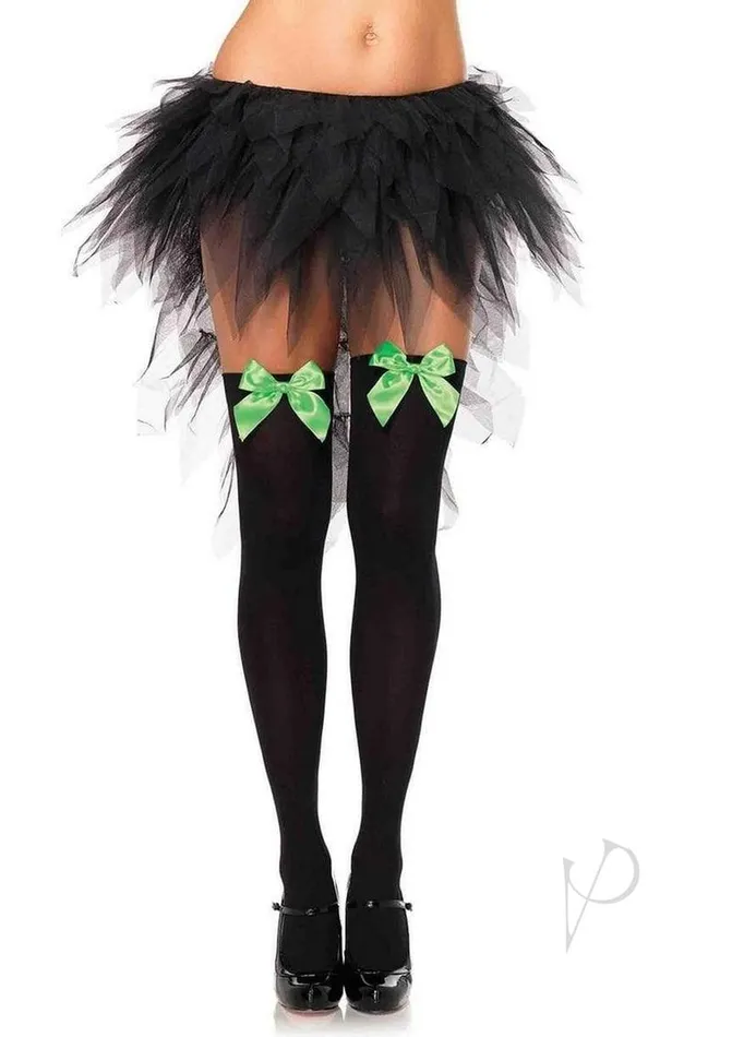 Anal Leg Avenue Leg Avenue Nylon Over The Knee with Bow OS BlackGreen