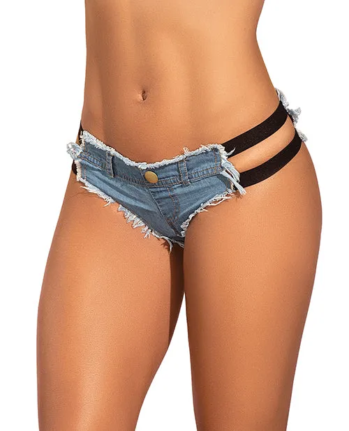 Anal Mapale Micro Mini Shorts wBlack Stripes Light Chambray SM