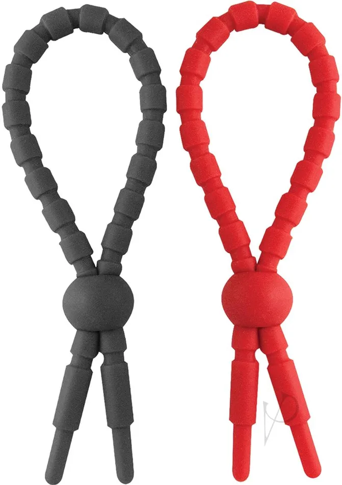 Anal Ram Ultra Clinchers Silicone Cock Ties 2 each per pack BlackRed Ram
