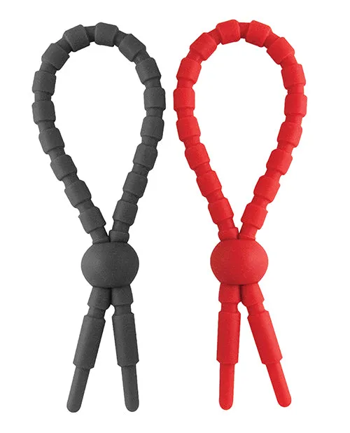 Anal Ram Ultra Clinchers Silicone Cock Ties 2 each per pack BlackRed Ram