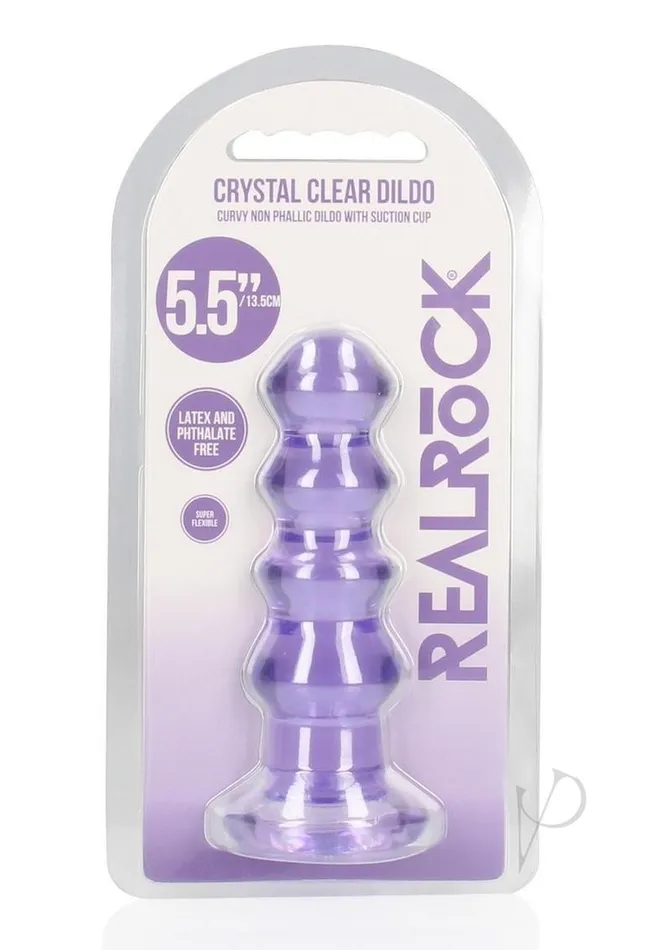 Anal RealRock Curvy Dildo or Butt Plug 55in Purple Real Rock