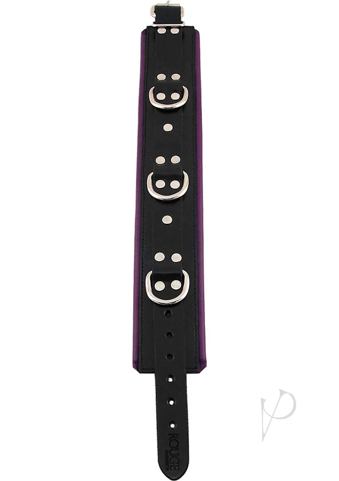 Anal Rouge Rouge 3 DRing Padded Leather Adjustable Collar BlackPurple