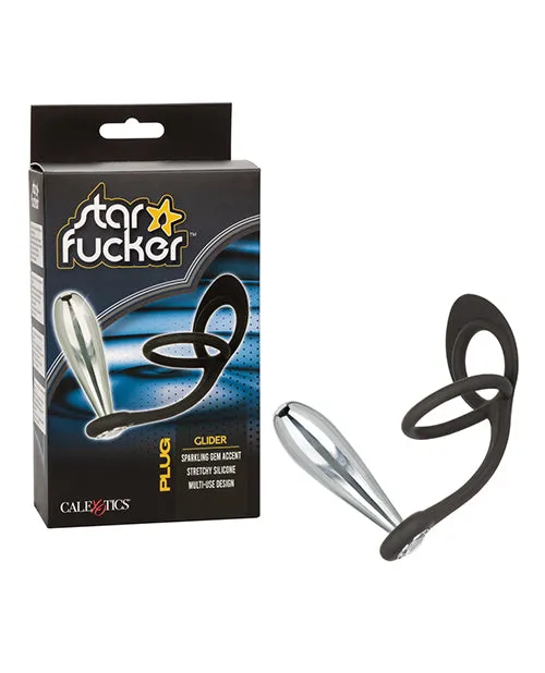 Anal Star Fucker Glider Plug Silicone Dual Enhancer Black Star Fucker