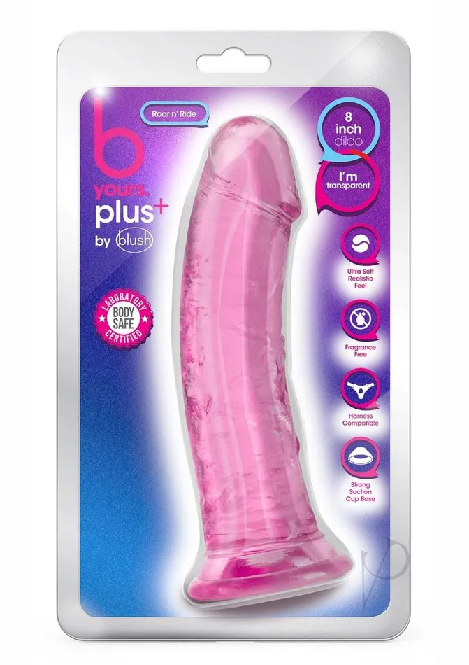 B Yours B Yours Plus Roar n Ride Realistic Dildo 8in Pink Female Sex Toys