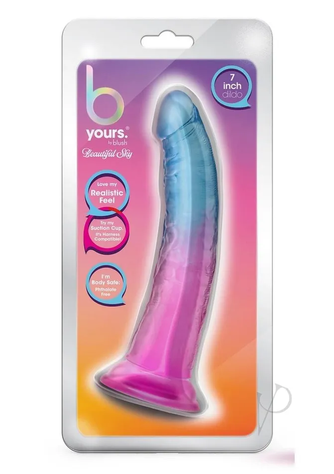 B Yours Vibrators B Yours Beautiful Sky Dildo 7in Sunset PinkBlue