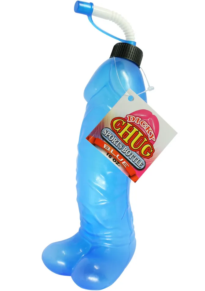 Bachelorette Vibrators Dicky Chug Sports Bottle Blue 16 Ounce