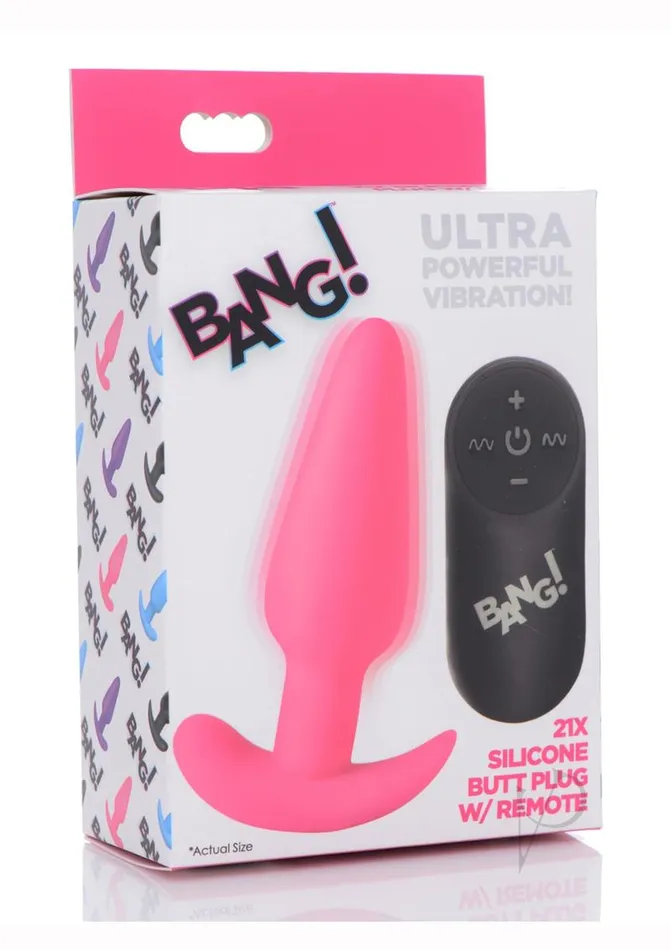 Bang Bang 21x Vibrating Silicone Rechargeable Butt Plug with Remote Control Pink Female Sex Toys Bang Bang 21x Vibrating Silicone Rechargeable Butt Plug with Remote Control Pink Female Sex Toys