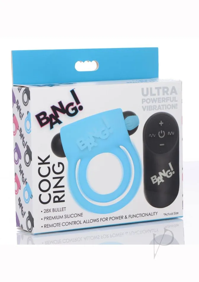 Bang Male Sex Toys Bang Silicone Rechargeable Cock Ring and Bullet with Remote Control Blue Bang Male Sex Toys Bang Silicone Rechargeable Cock Ring and Bullet with Remote Control Blue