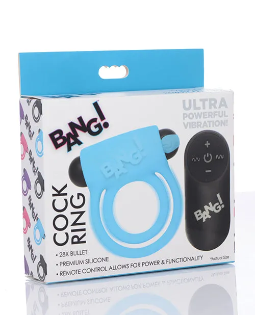 Bang Male Sex Toys Bang Silicone Rechargeable Cock Ring and Bullet with Remote Control Blue