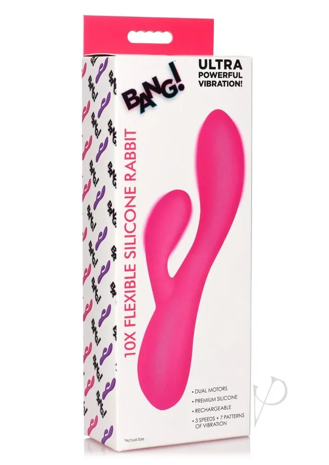 Bang Vibrators Bang 10X Flexible Rechargeable Silicone Rabbit Pink