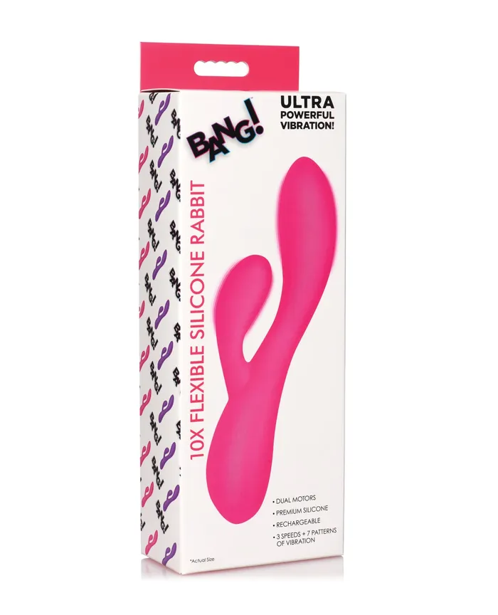 Bang Vibrators Bang 10X Flexible Rechargeable Silicone Rabbit Pink