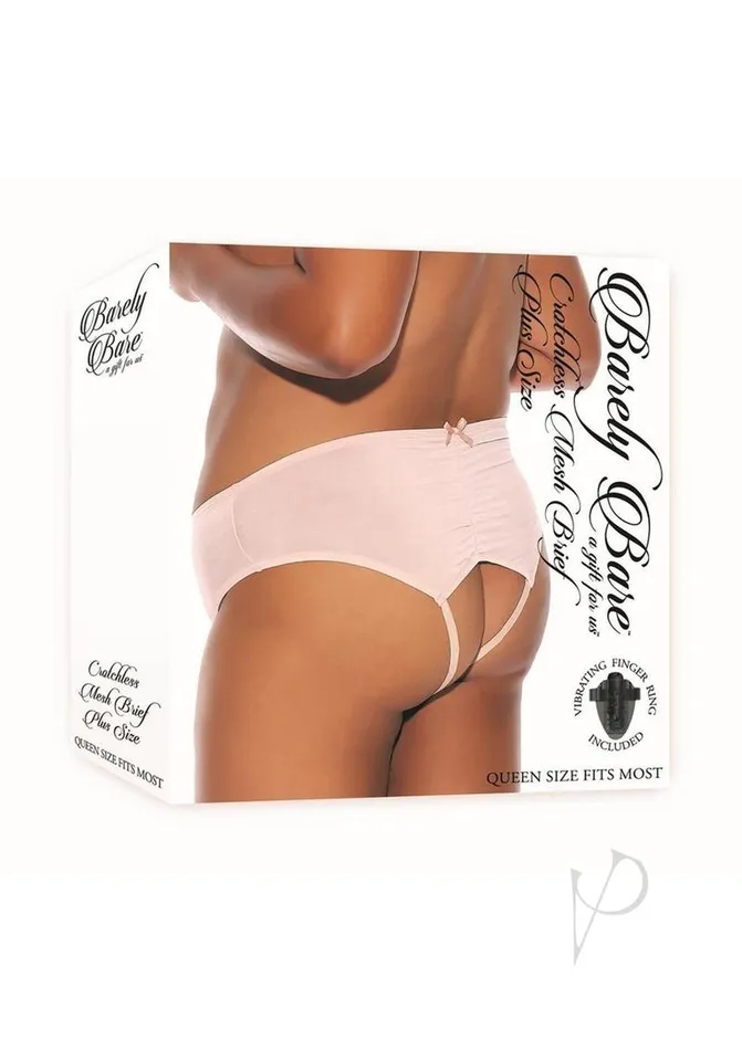 Barely Bare Plus Size Barely Bare Crotchless Mesh Brief Plus Size Peach