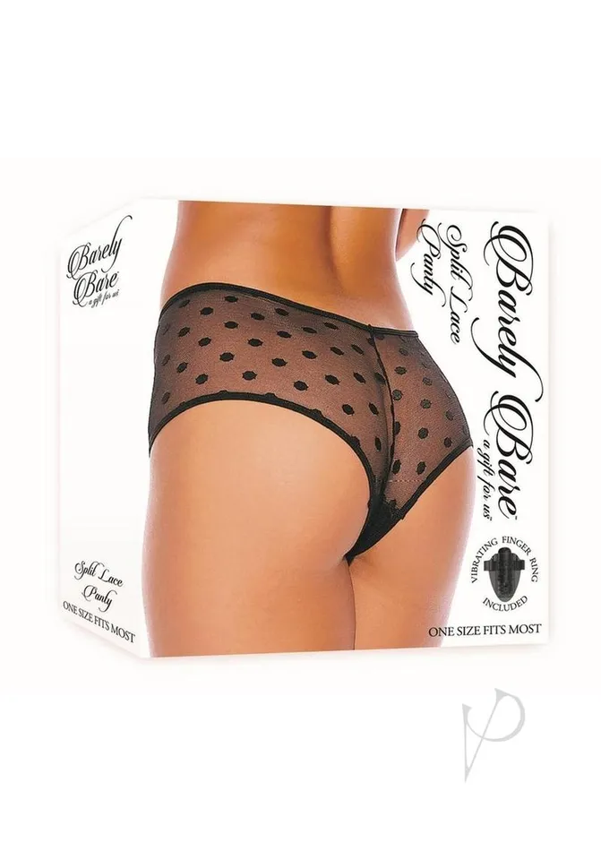 Barely Bare Split Lace Panty OS Black Barely Bare Anal