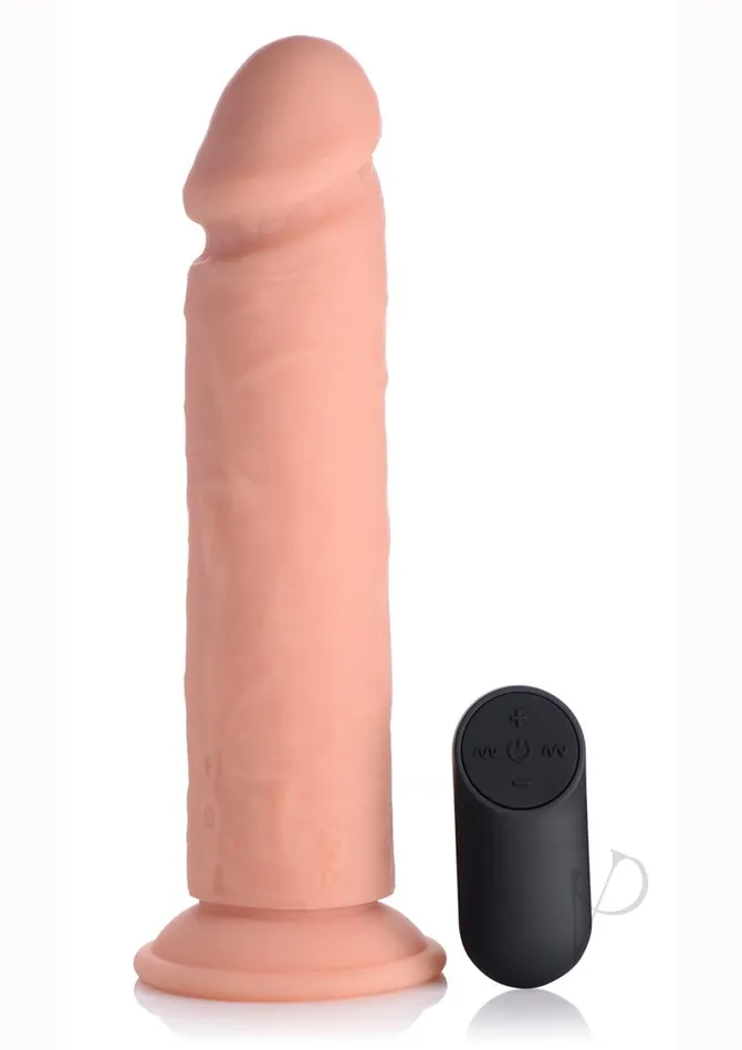 Big Shot Silicone Vibrating Rechargeable Dildo with Remote Control 9in Vanilla Big Shot Female Sex Toys