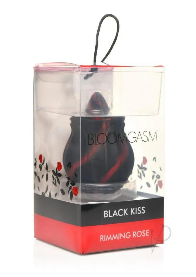Bloomgasm Vibrators Bloomgasm Black Kiss Rimming Rose Rechargeable Silicone Clitoral Vibrator BlackRed