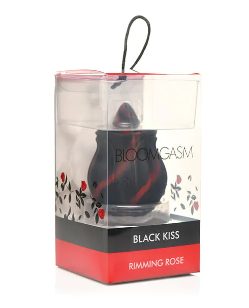 Bloomgasm Vibrators Bloomgasm Black Kiss Rimming Rose Rechargeable Silicone Clitoral Vibrator BlackRed