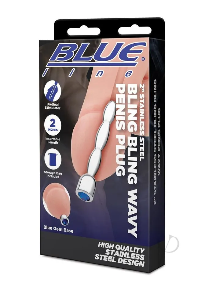 Blue Line Bling Bling Wavy Penis Plug 2in Stainless Steel Blue Line Cand B Gear Anal Blue Line Bling Bling Wavy Penis Plug 2in Stainless Steel Blue Line Cand B Gear Anal