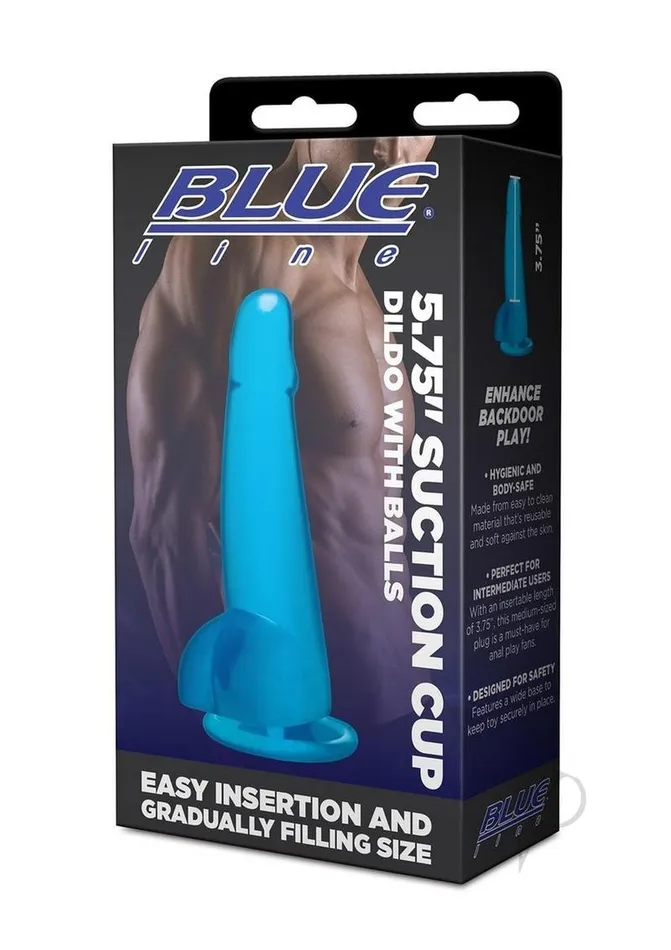 Blue Line Suction Cup Dildo with Balls 575in Blue Blue Line Cand B Gear Dildos