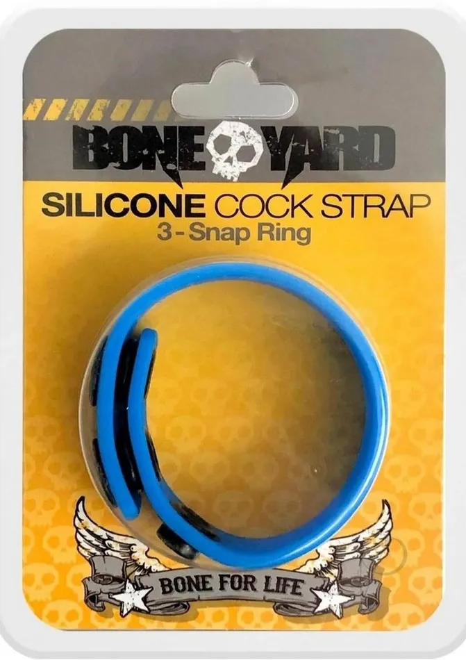 Boneyard Male Sex Toys Boneyard Silicone Cock Strap 3Snap Ring Blue