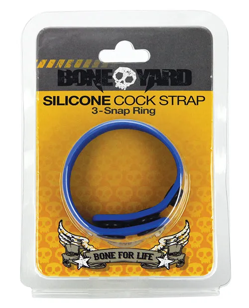 Boneyard Male Sex Toys Boneyard Silicone Cock Strap 3Snap Ring Blue