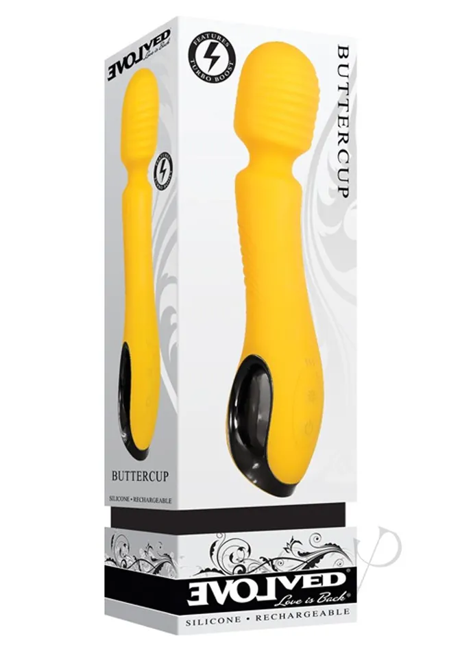 Buttercup Silicone Rechargeable Wand Massager Yellow Evolved Female Sex Toys Buttercup Silicone Rechargeable Wand Massager Yellow Evolved Female Sex Toys