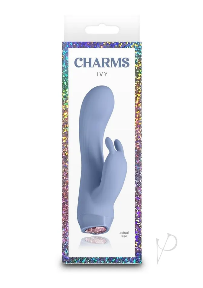 Charms Ivy Rechargeable Silicone Rabbit Vibrator Blue Charms Female Sex Toys Charms Ivy Rechargeable Silicone Rabbit Vibrator Blue Charms Female Sex Toys