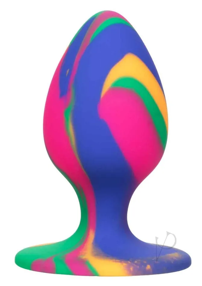 Cheeky Cheeky TieDye Silicone Plug Medium Multicolor Male Sex Toys