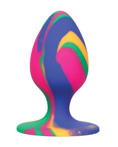 Cheeky Cheeky TieDye Silicone Plug Medium Multicolor Male Sex Toys