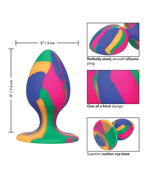 Cheeky Cheeky TieDye Silicone Plug Medium Multicolor Male Sex Toys