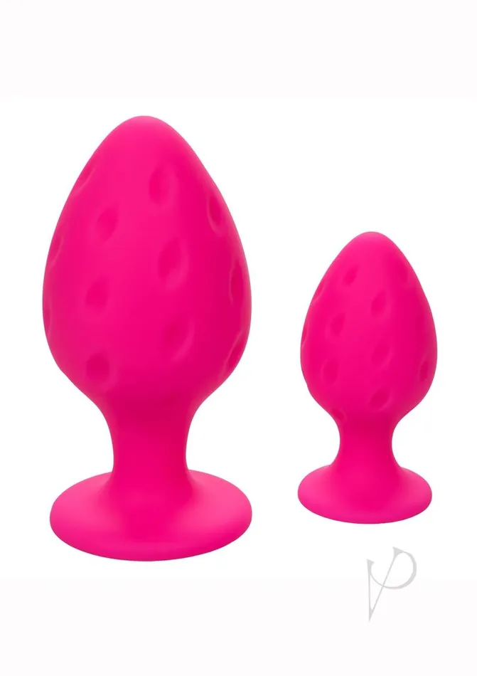 Cheeky Silicone Textured Anal Plugs LargeSmall Set of 2 Pink Cheeky Anal
