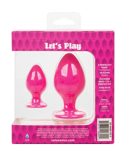 Cheeky Silicone Textured Anal Plugs LargeSmall Set of 2 Pink Cheeky Anal